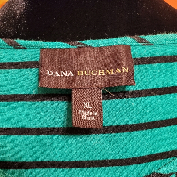 EUC Dana Buchman Green and Black Stripe Top XL - Picture 5 of 7